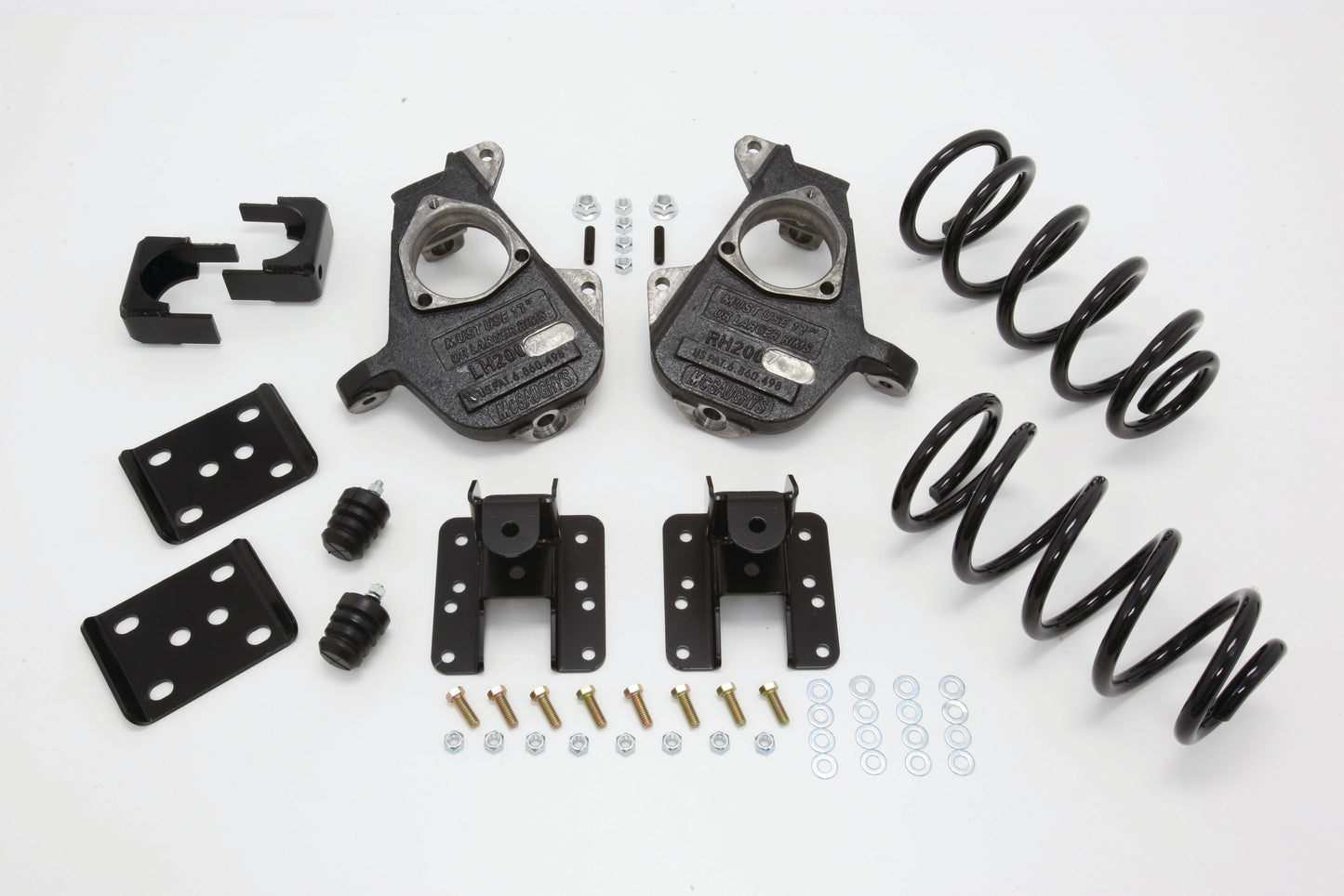 2007-13 S-Cab Silverado 3/5" Deluxe Drop Kit (Spindles, Coil Springs, Rear Hangers, Flip Kit, & Bump Stops)