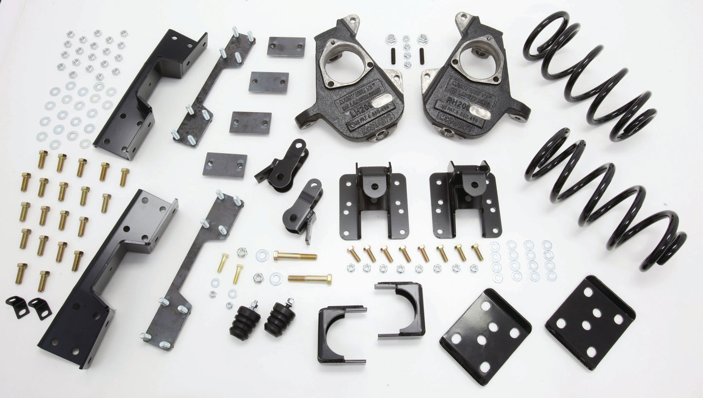 2007-13 Quad Silverado 3/5" Deluxe Drop Kit (Spindles, Coils, C-Notch, Rear Hangers, Flip Kit, & Bump Stops)