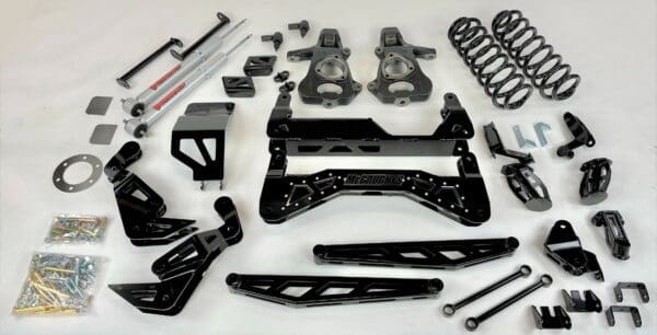 Truck lift kit parts with hardware.