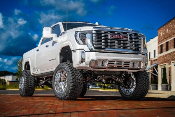 White GMC Sierra Denali HD truck