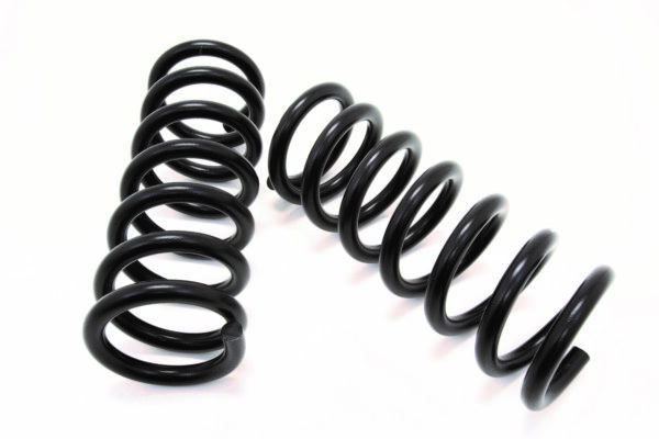 Two black metal coil springs.