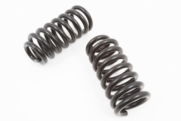 Two black metal coil springs.