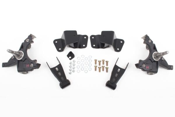 Black suspension kit with hardware.