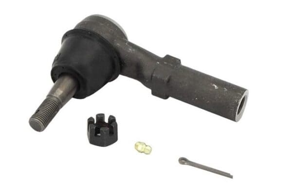 Tie rod end with nut and cotter pin.