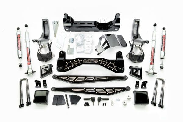 Suspension lift kit parts for trucks.