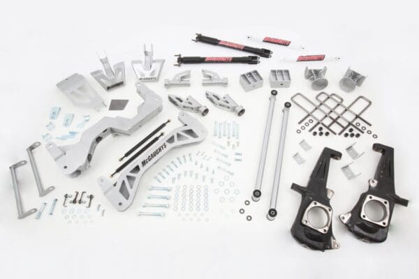 Truck lift kit parts with hardware.