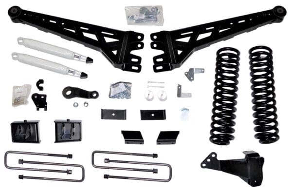 Truck suspension lift kit with parts.