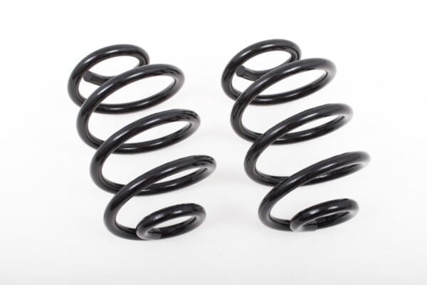 Two black coil springs isolated on white.