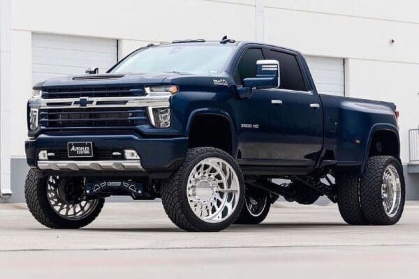 Blue Chevrolet Silverado 3500 HD pickup truck.