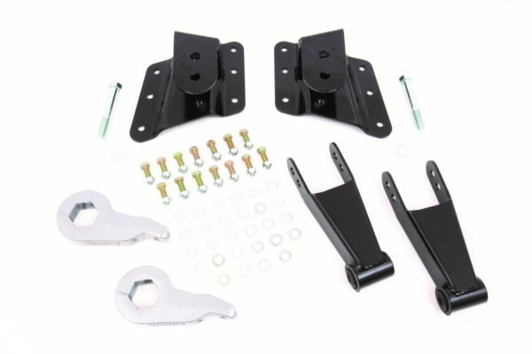 Truck lift kit with hardware and parts.