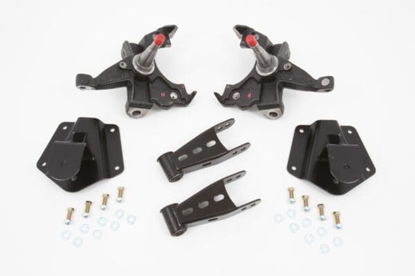 Black suspension lift kit with hardware.