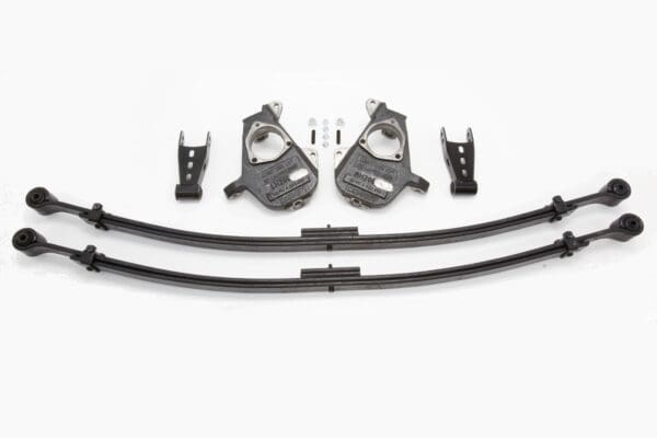 Car suspension kit with leaf springs.