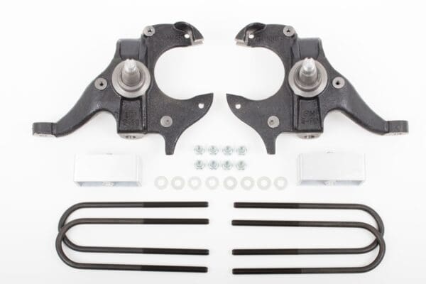 Suspension lift kit with hardware and springs.