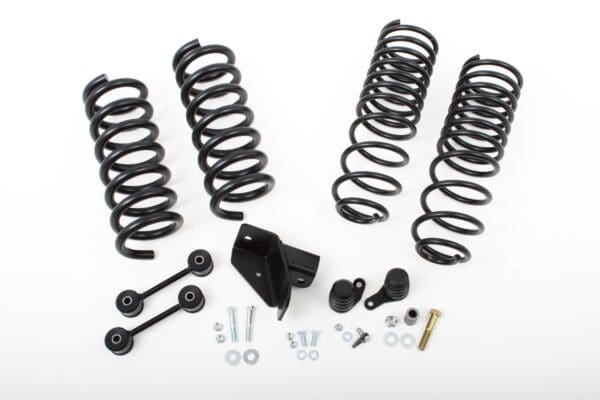 Black coil springs and suspension parts.