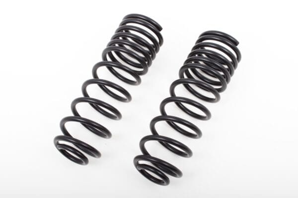 Two black metal coil springs.