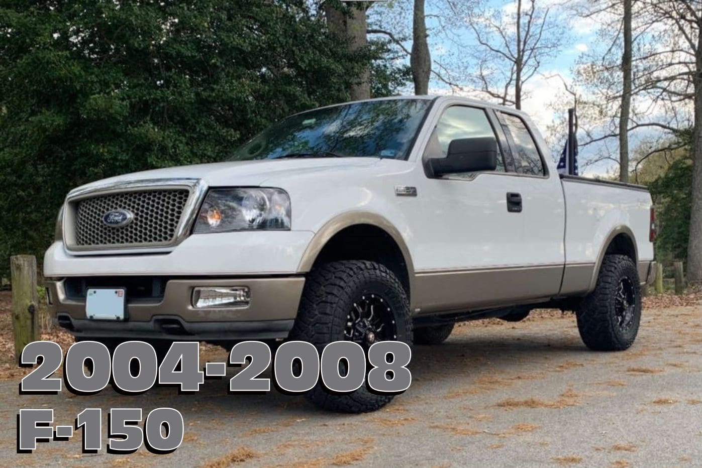 White Ford F-150 pickup truck.