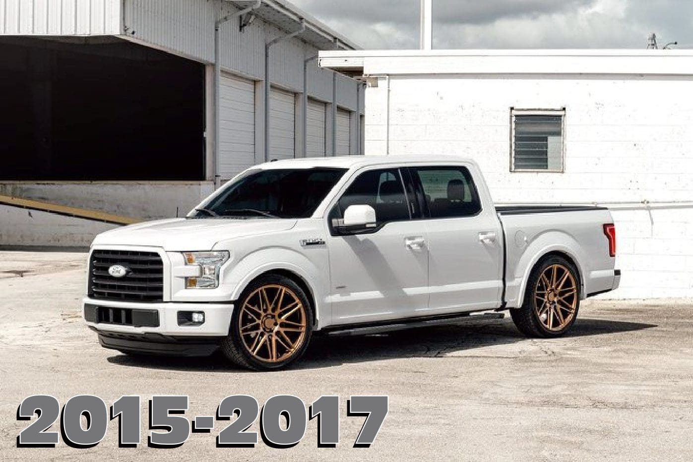 White Ford F-150 pickup truck.