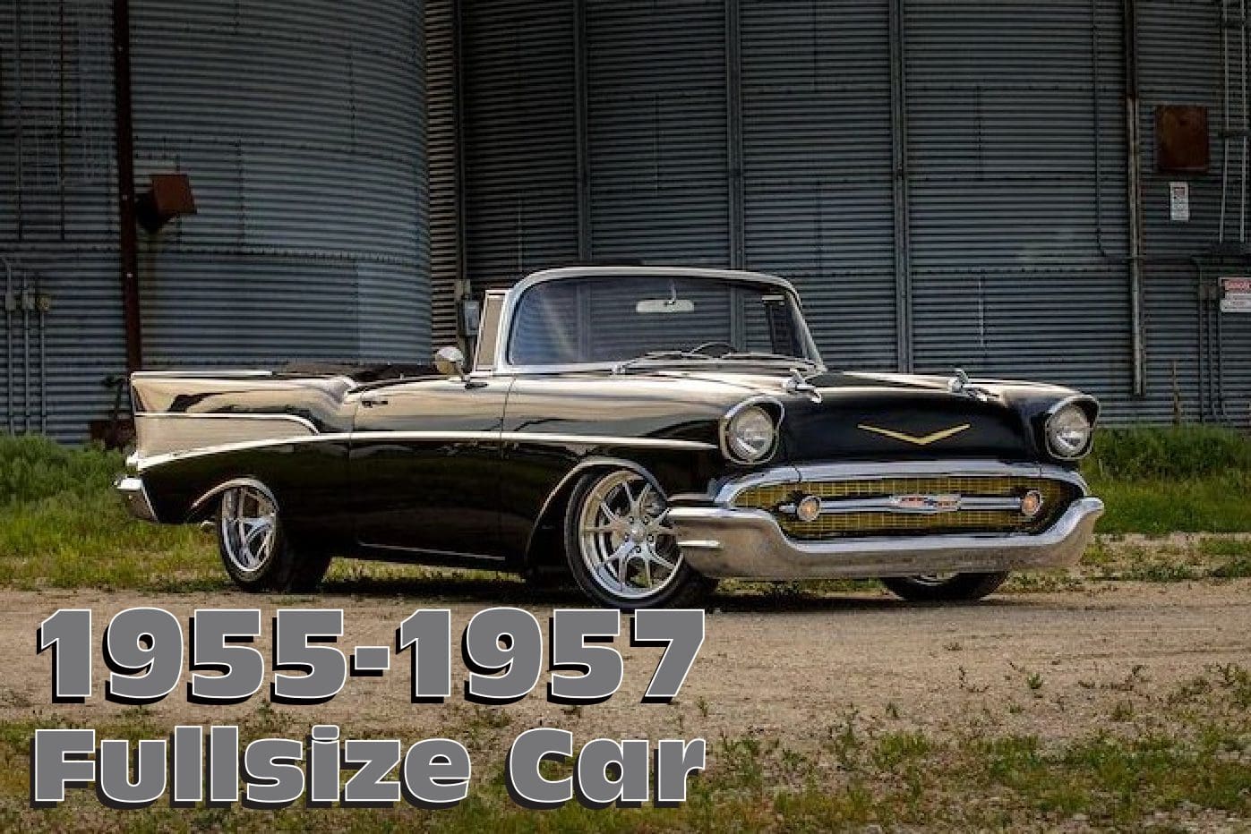 Black 1955-1957 Chevrolet Bel Air convertible.