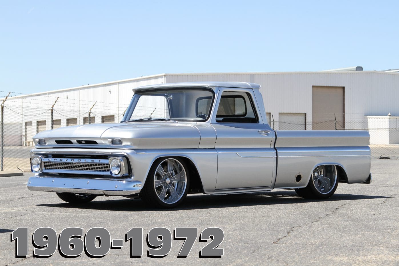 Silver Chevrolet C10 pickup truck 1960-1972.