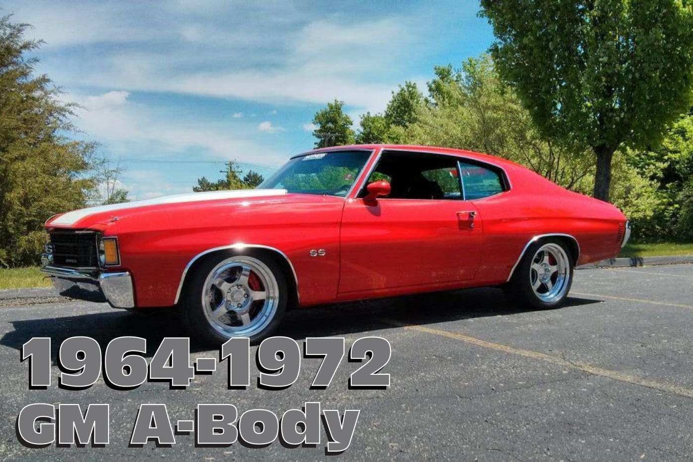 Red 1964-1972 GM A-Body muscle car.