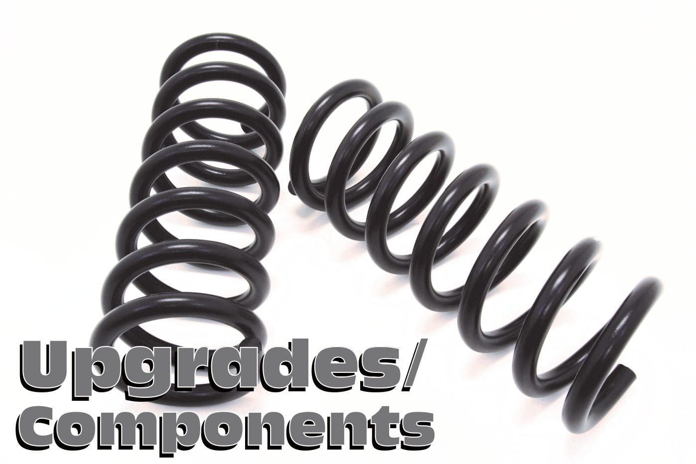 Two black coil springs on white background.