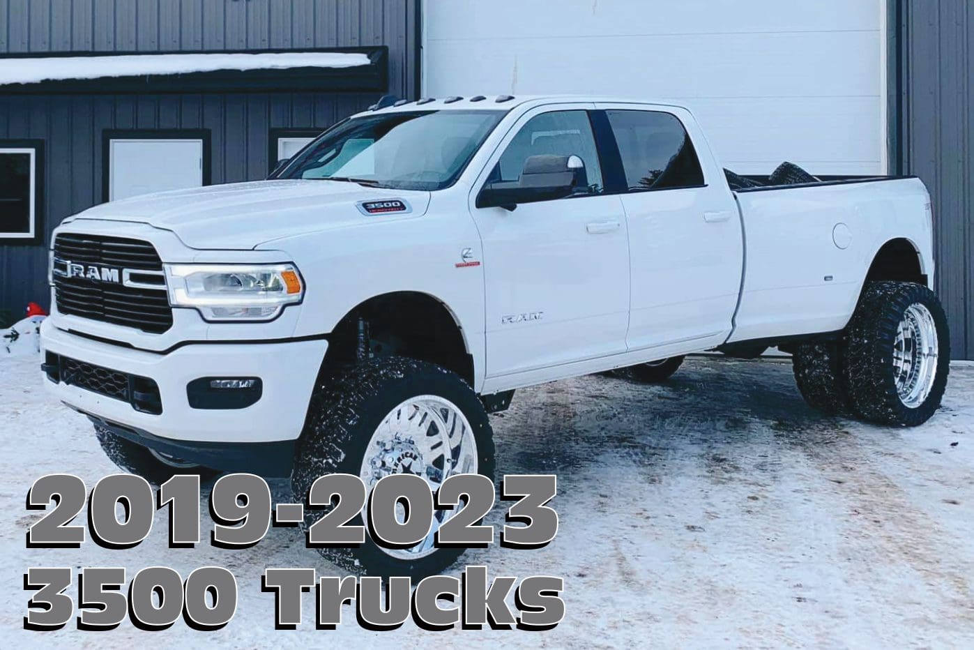 White 2019-2023 Ram 3500 truck.