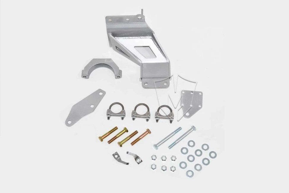 A picture of the parts needed to install a trailer hitch.