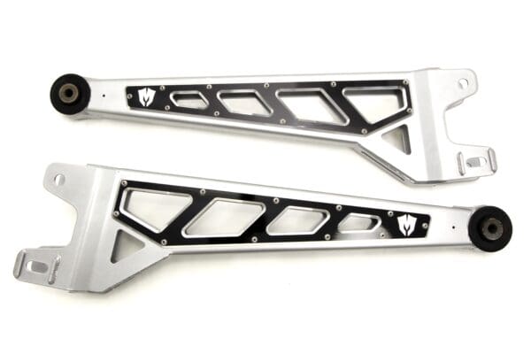 A pair of aluminum triangles with black accents.